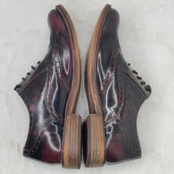 Burgundy Wingtip Lace Up Oxfords Dress Shoes 10.5 main image 4